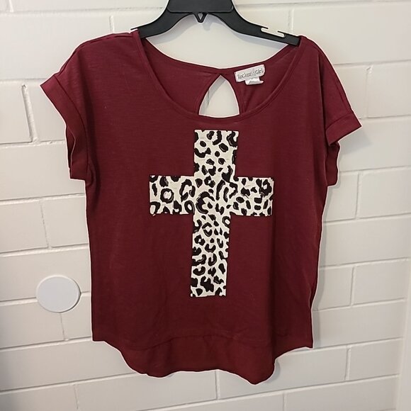 Rocker Girl‎ Maroon Short Sleeve T-Shirt Women's Size XL Pre-Owned Casual Summer - Picture 1 of 5
